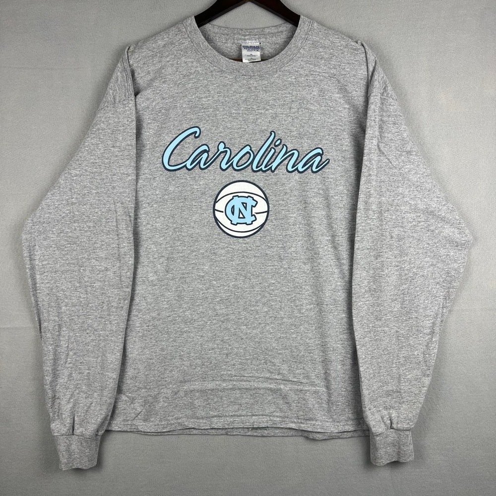 Vintage University of North Carolina Basketball Long Sleeve Grey Tee shirt Xl